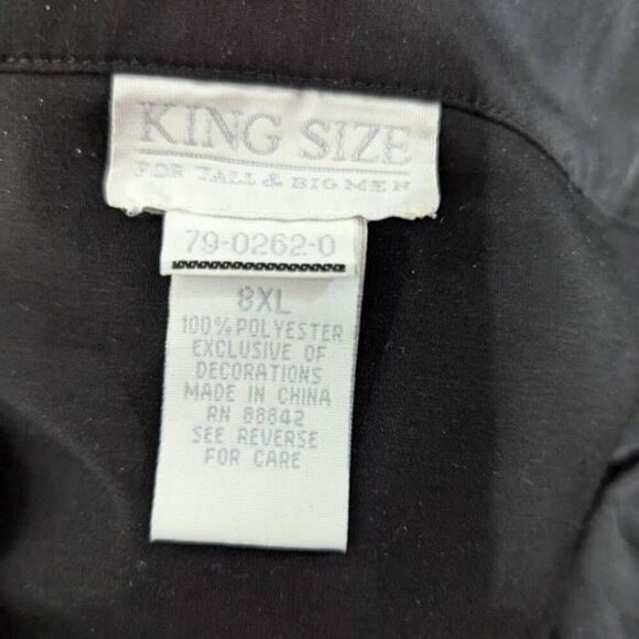 King Size for Tall & Big Men Black Short Sleeve Button-Down Dragon Embroidery Sh - Picture 2 of 5